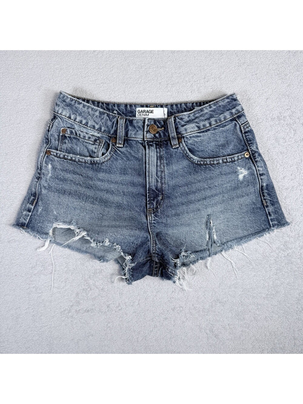Garage‎ Jean Shorts Denim Festival Blue Distressed Ripped Size 7/28